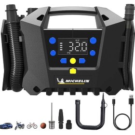 Resim Michelin Mc34259 11.1volt/2.5ah.120psı Ayarlanabilir Dijital Basınç Göstergeli Şarjlı Lastik&yatak Şişirme Pompası 