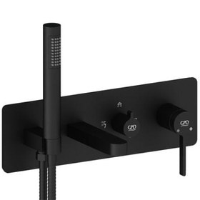 Resim GPD Siyah Ankastre Duş & Banyo Bataryası Seti – Yuvarlak Ø250 Tepe Duşlu Kombin Paket (MKA165-S, ADS30-S) 