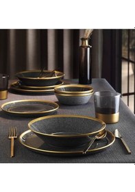 Resim Forza 24 Parça Altın Fileli Yemek Takımı Çok Renkli 