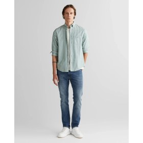 Resim Gant Erkek Yeşil Regular Fit Düğmeli Yaka Çizgili Oxford Gömlek 3250215.338 