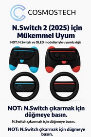 Resim cosmostech Switch 2 Joy-Con-Wheel Direksiyon & Seti - 4 In 1 Oyun Aksesuar Paketi 