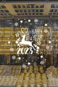 Resim kitchengenie Happy new year geyik ve 2023 yılbaşı süslemeleri özel yıl vitrin,cam,duvar özel sticker, 