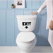 Resim cnpromosyon Espirili Ok Işareti Ve Exit Yazılı Silüet Klozet Sticker, Çıkartma 