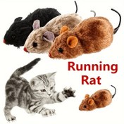 Resim 1 Adet Dayanıklı Etkileşimli Saatli Fare Oyuncak - Koşu Sıçanı Kedi ve Küçük Köpekler İçin, Pilsiz, Çeşitli Renkler (Siyah, Gri/Pembe, Kahverengi), Tüm Irklar için, Plastik Malzeme, Sıçan Oyuncakları 