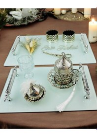 Resim Harmonize Beyaz Söz Tepsisi Ve Damat Kahve Fincanı Gri Gri 