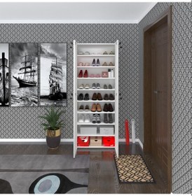 Resim Kenzlife Ayakkabılık Ayakkabı Dolabı Kilitli Be Real Byz 180 70 32 Kapaklı Arkalıklı Ofis Dolabı İki Bölme 