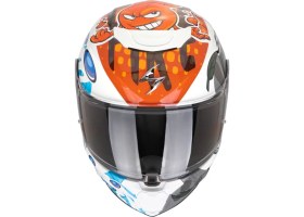 Resim Scorpion EXO-JNR Air THE4ELEMENTS Kapalı Çocuk Motosiklet Kaskı Beyaz Mavi Turuncu 
