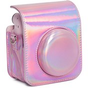 Resim Fujifilm Instax Mini 12 Makine Uyumlu Pembe Parlak Deri Kılıf Fujifilm