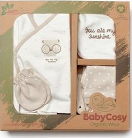 Resim BabyCosy Organic Wear Bebek 5'li Hastane Çıkışı %100 Organic Pamuk Yenidoğan Serisi - Csy8126 Ekru 