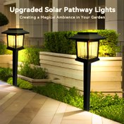 Resim 2 adet güneş enerjili dış mekan ışıkları, çim atmosfer ışıkları Villa bahçe peyzaj ışıkları, bahçeniz için güneş enerjili yürüyüş yolu ışıkları, peyzaj, yol, avlu, teras, araba yolu, dekoratif veranda aydınlatması çim ışıkları 