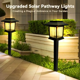 Resim 2 adet güneş enerjili dış mekan ışıkları, çim atmosfer ışıkları Villa bahçe peyzaj ışıkları, bahçeniz için güneş enerjili yürüyüş yolu ışıkları, peyzaj, yol, avlu, teras, araba yolu, dekoratif veranda aydınlatması çim ışıkları 