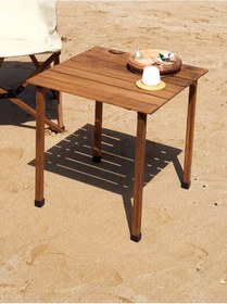 Resim Joyfull Turtle 50x50x50 Cm Ahşap Katlanır Rulo Kamp Masası - Kayın 