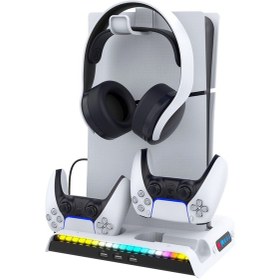 Resim Cbtx Ps5 Slim Şarj Dock İçin Ipega Pg-p5s006 Soğutma Fanı Kulaklık Askı İle 