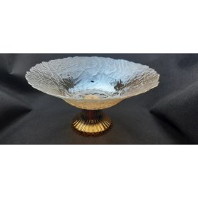 Resim Seçilir Şeffaf Gold Renk Ayaklı Cam Yuvarlak Gondol Meyvelik 30 cm 