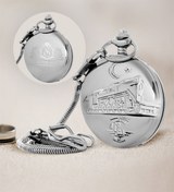 Resim gifttime Kişiye Özel Tcdd Tren Kabartmalı Silver Köstekli Cep Saati 