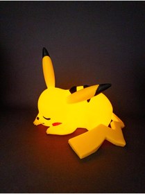 Resim Megart Uyuyan Pikachu şeklinde taşınabilir masa lambası, sevimli ve kullanışlı dekoratif aydınlatma 