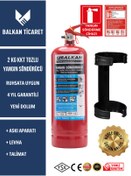Resim Balkan Ticaret 2 Kg Tozlu Yangın Tüpü + askı aparatı ve uyarı levhası hediyeli - ev, araç ve iş yerleri için ideal 