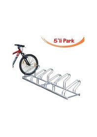 Resim Bisiklet Park Yeri Bisiklet Park Demiri 5'li Gri Renk 40x180 Cm 