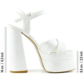 Resim Erkan Saçmacı Whitney İnci Beyaz Sedef Önü Arkası Açık Çift Platformlu Bantlı Abiye Gelin Ayakkabısı 