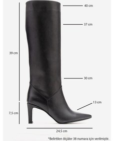 Resim Luvishoes Merla Siyah Cilt Hakiki Deri Kadın Topuklu Çizme Siyah 