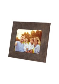 Resim Gerçek Deri Masaüstü Fotoğraf Çerçevesi, 22x17cm 15x10 Foto Antik Koyu Kahve 