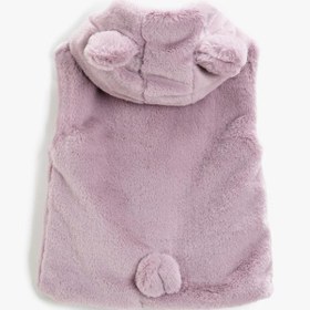 Resim Kız Bebek Kapüşonlu Peluş Yelek İçi Astarlı Çıtçıt Kapamalı 