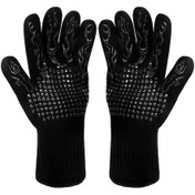 Resim Siyah Izgara, Fırın, Fırın, Isıya Dayanıklı Pişirme Eldivenleri, Fırın Eldivenleri, Fırın Eldivenleri İçin Kaymaz Silikon Izgara Eldivenleri 