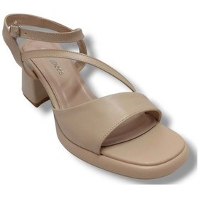 Resim Erbay 402-25 Deri Anatomik Kalın Topuklu Kadın Sandalet Bej 
