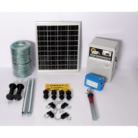 Resim Elektrikli Çit 12a Lifepo Set-7 Domuz Ayı Kovucu 25 Watt Panel 1000mt Örgü. 200 Ad. Demir İzolatör 
