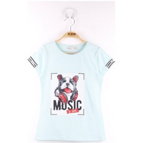 Resim Toontoy Kids Toontoy Kız Çocuk Kol Kulaklıklı Köpek Baskılı Tişört Mint Yeşili 