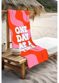 Resim Dijital Baskı Plaj Deniz Havlusu One Day At A Time Desenli Peştamal Hvl0176 Renkli 