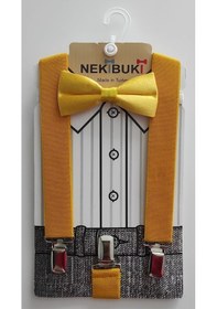 Resim Nekibuki Erkek Çocuk Pantolon Askısı Ve Papyon Takımı (470404186) Sarı 