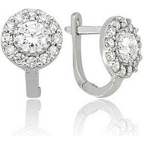 Resim Caelo Gümüş Beyaz Yuvarlak Küpe 