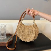 Resim 1 adet Şık Tatil Stili Kadın Çapraz Çanta - Düz Renk, Hollow-Out Yarım Ay Tasarımı, Manyetik Kapanış, Ayrılabilir Askı, Seyahat, Alışveriş ve Yaz Kıyafetleri için İdeal, Purs 