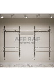 Resim AFE DEKOR Askılık Sistemi, Giyinme Odası Raf-askılık Sistemi , Raf Sistemi ,mağaza Raf Sistemi 185x200 Cm 