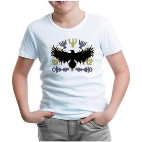 Resim Lord Tshirt Raven Silhouette With Viking Symbols Beyaz Çocuk Tshirt 001 