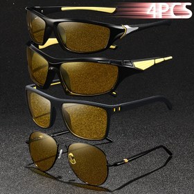 Resim 4 adet Moda Unisex Bisiklet Balıkçılık Sarı Gece Görüşü Spor Gözlükleri Erkek Kadın Lüks Marka Tasarımcı Gözlükler Klasik Şanslar Sürüş Dağcılık Koşu Yürüyüş Kampçılık Tırmanma Açık Hava Sporları Gözlük Gündüz ve Gece Lensleri Gözlük 