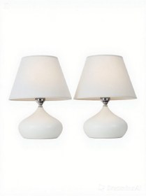 Resim 571 Store 2 ADET ELİPS MASA ABAJUR METAL GÖVDE KUMAŞ BAŞLIK AYDINLATMA 