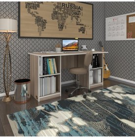 Resim Kenzlife Ofis Masası Pat Morita Crd 75 160 60 Raflı Dolap Çiftli Şeritli Bilgisayar Çalışma Masası 