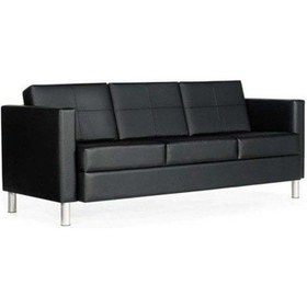 Resim Koltukstilim Jenna Deri Üçlü Ofis Koltuğu Lobi Koltuğu Siyah 