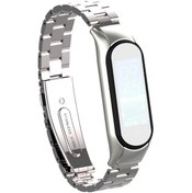 Resim Xiaomi Mi Band 5 Çift Yaylı Katı Üç Paslanmaz Çelik Düz Renk Saat Kordonu 