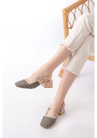 Resim 720 Bej Desenli Arkası Açık Günlük Kadın Sandalet Bej 