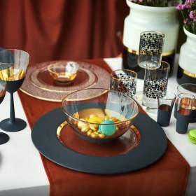 Resim Decorium Vision Black 24 Ayar Altın Yaldızlı 13,5 cm Cam Kase 9-01070008 