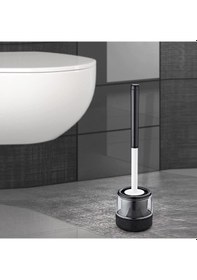 Resim Akrilik Kapaklı Silikon Yuvarlak Wc Fırçası, Silikon Wc Fırçası, Silikon Tuvalet Fırçası, Silikon Kolozet Fırçası Siyah Siyah 