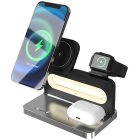 Resim S-link Sw-cwf120 Siyah Telefon Kulaklık Akıllı Saat 15w 3 İn 1 Magsafe Kablosuz Şarj Cihazı 