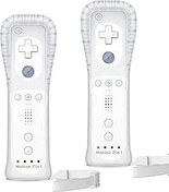Resim Gamrombo 2 Pack Controller Replacement for Wii/Wii U Console, Motion Gamepad Built in 3-Axis Motion Plus with Silicone Case and Wrist Strap (White) 