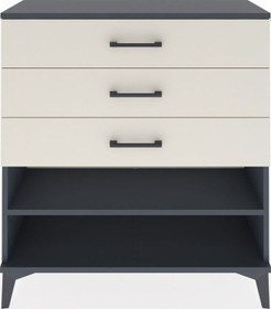 Resim Arges Şifonyer Tek Raflı 3 Çekmeceli 88x30x96 Antrasit-aytaşı Antrasit 