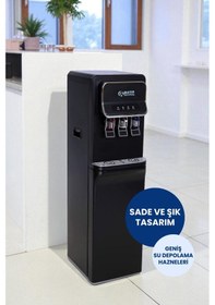 Resim Arıtmalı Su Sebili 80gpd Ro - Sıcak, Ilık Ve Soğuk Su - 3 Musluklu Siyah V2 Üreticiden 