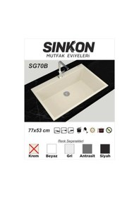 Resim Sinkon Krem Granit Eviye 77 x 53 - Sg70B - Sinkon 