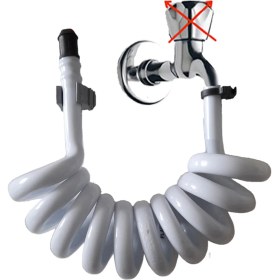 Resim Plasyay Spiral Wc Taharet Hortumu Duvar Sabitlemeli Plastik Kelepçeli 2 Metre Beyaz 